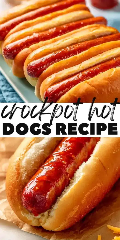 Crockpot Hot Dogs in a serving dish, perfect for parties and family meals.