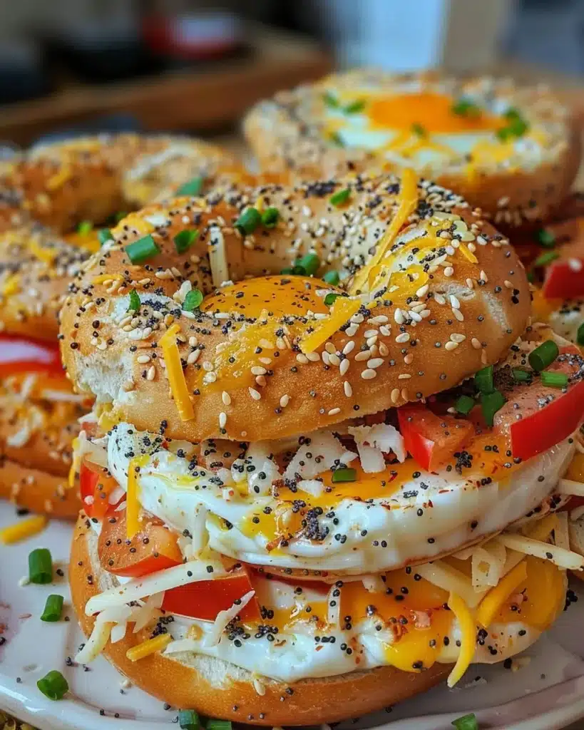 Everything Bagel Breakfast Egg Casserole served in a colorful dish