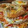 Everything Bagel Breakfast Egg Casserole served in a colorful dish