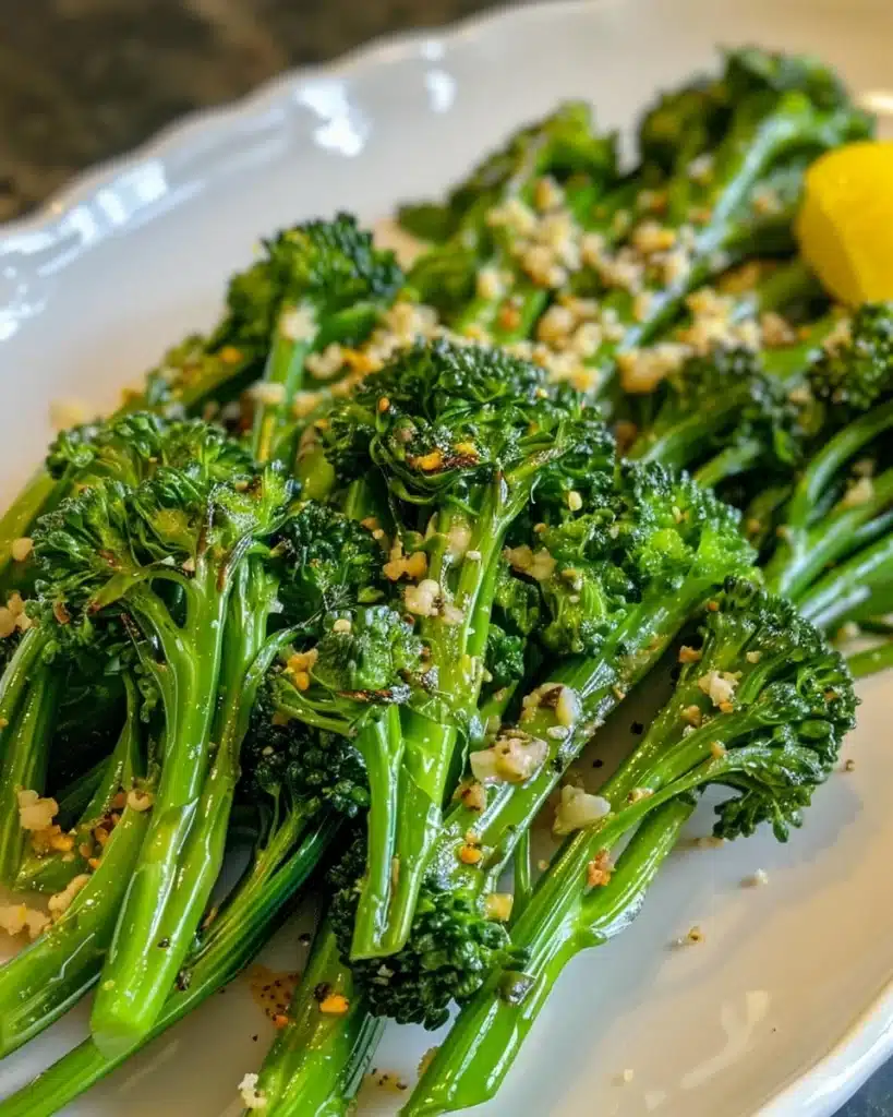Sautéed Garlic Butter Broccolini served as a tasty side dish