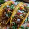 Flavorful ground turkey tacos topped with fresh veggies and cheese