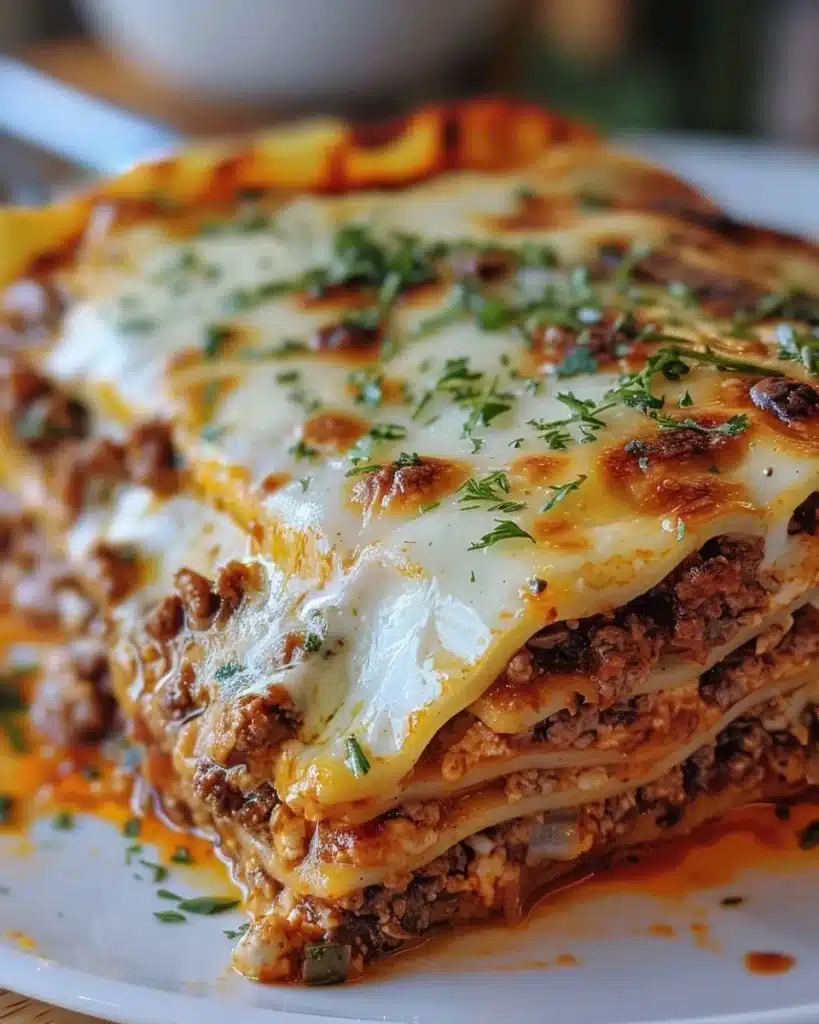 Plate of cheesy lasagna roll ups with marinara sauce and herbs