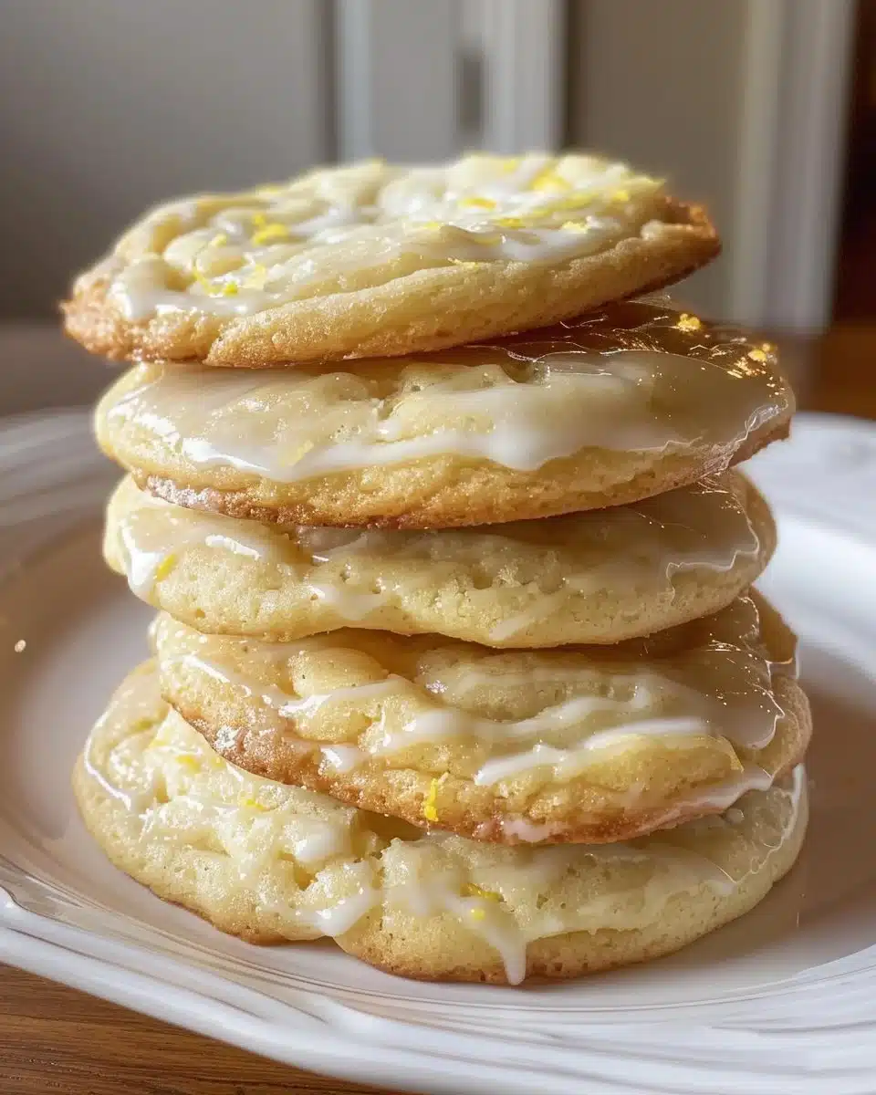 Freshly baked lemon sugar cookies on a cooling rack