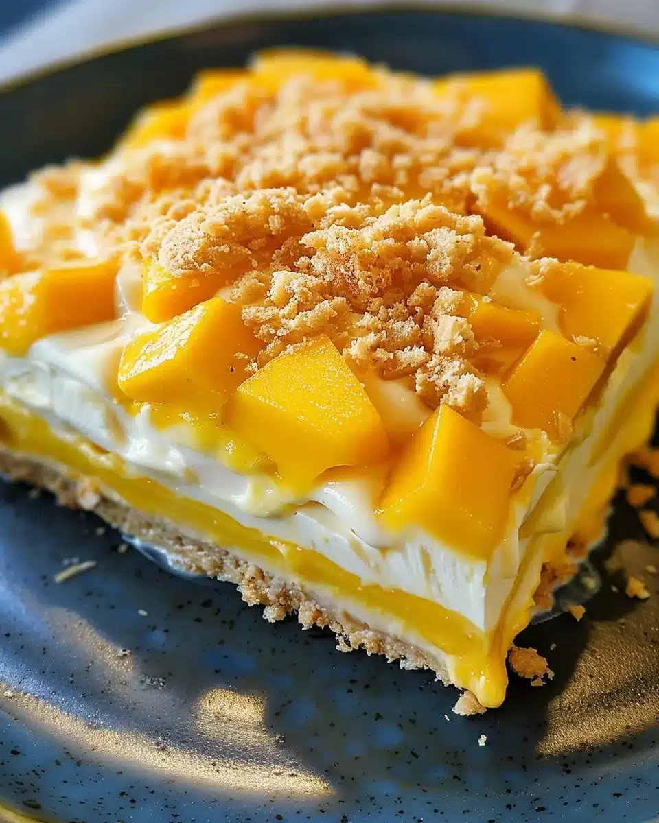 Delicious Mango Float dessert with mango slices and whipped cream