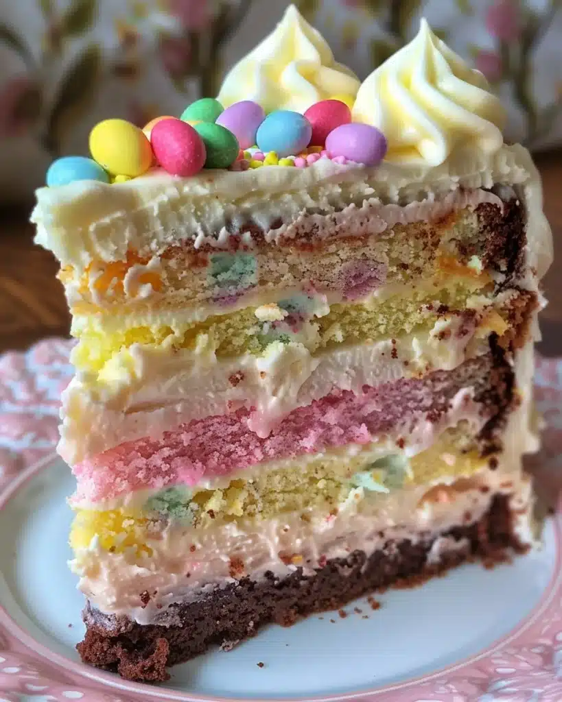 Delicious mini egg brownies topped with colorful mini chocolate eggs.