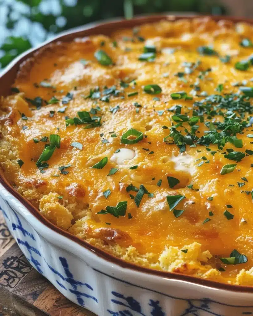 Old Fashioned Cornbread Dressing served in a rustic dish for the holidays