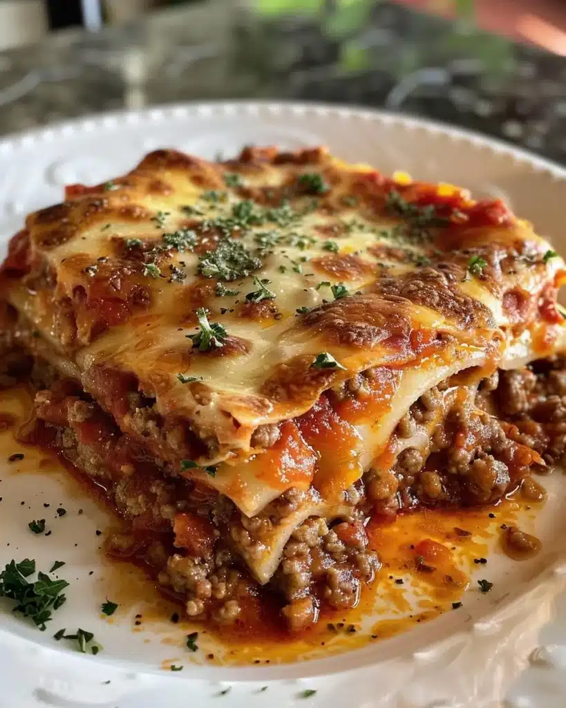 Freshly made oven baked meatballs on a plate garnished with parsley