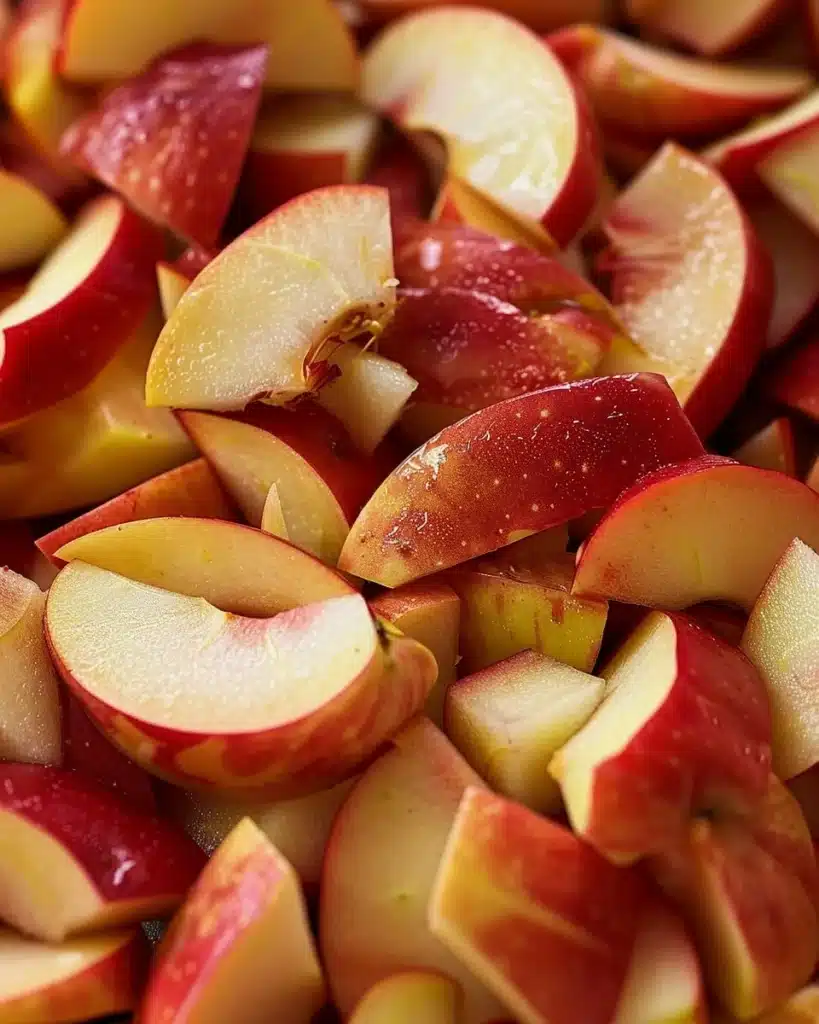 Delicious homemade apple rhubarb compote served in a bowl with a spoon.
