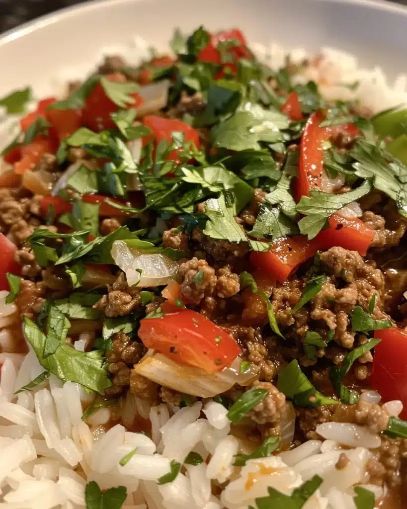 A plate of porcupine meatballs served with rice and tomato sauce