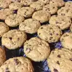 Delicious pumpkin oatmeal chocolate chip cookies on a plate.