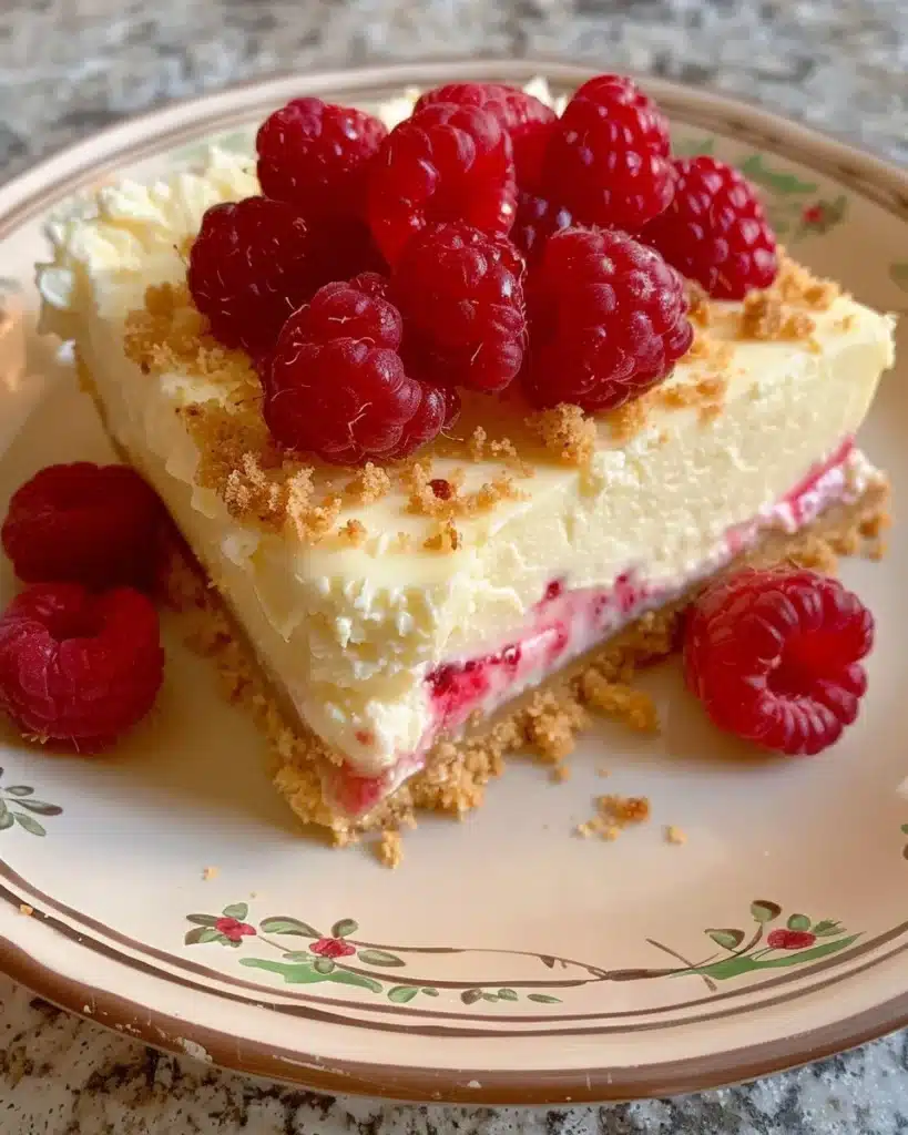 Delicious raspberry lemon cheesecake bars on a plate.