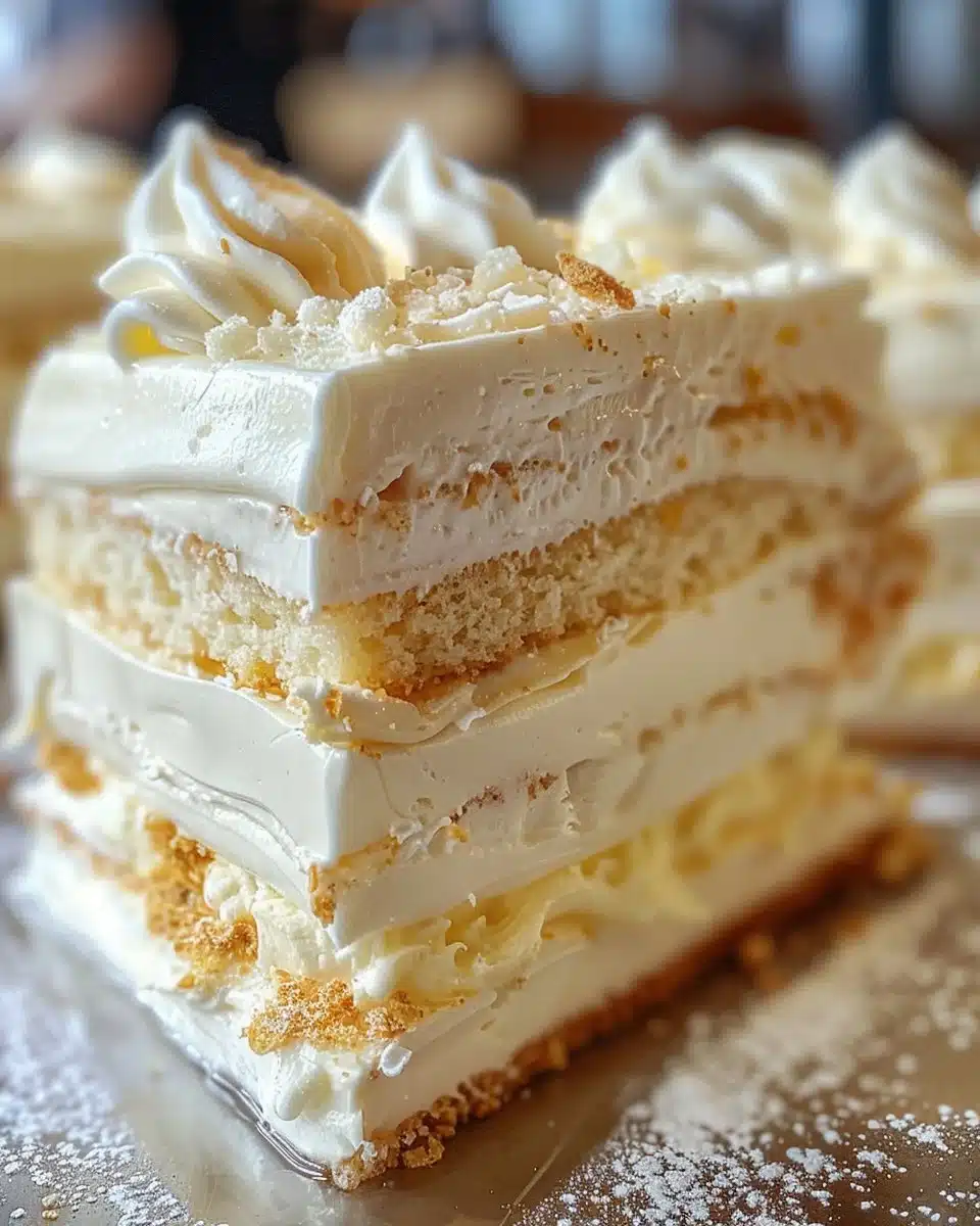 Delicious Russian Cream Tiramisu with layers of cream and coffee-soaked cake