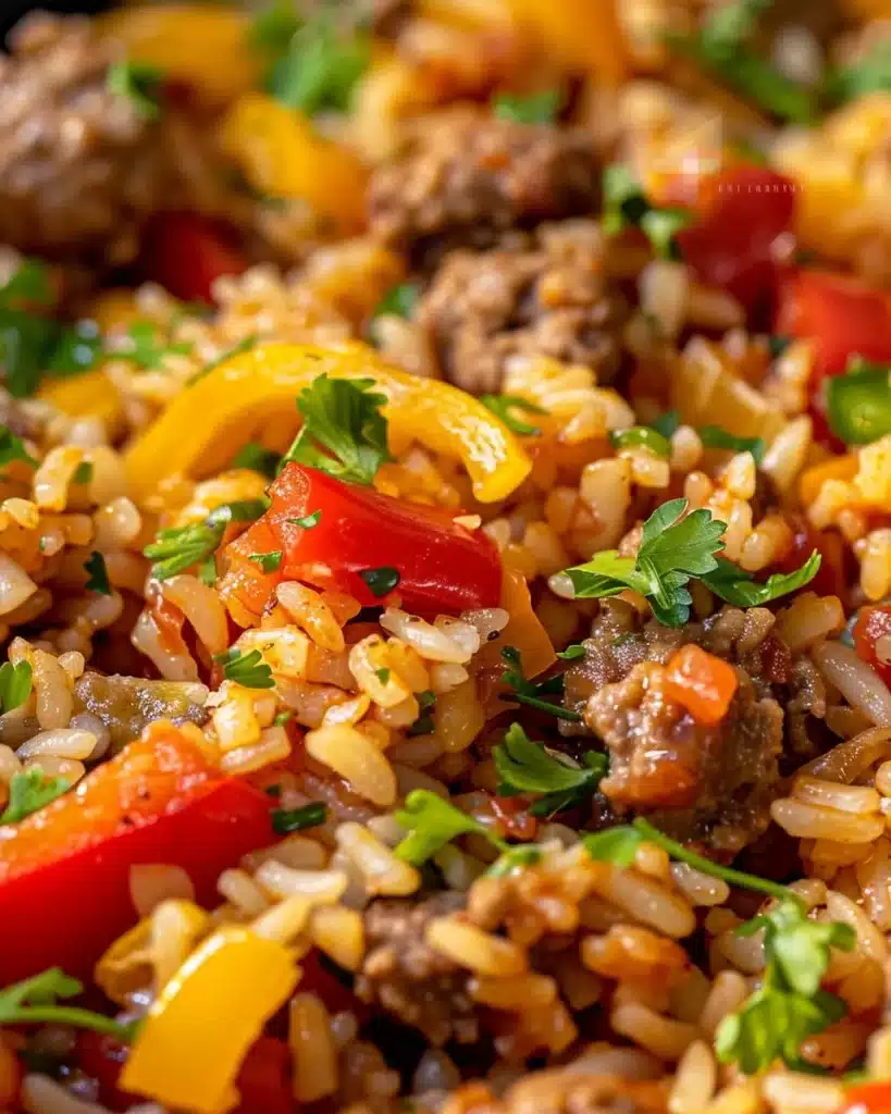 Sausage stuffed peppers filled with flavorful sausage and veggies