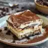Triple Chocolate Tiramisu dessert with layers of rich chocolate and coffee flavor