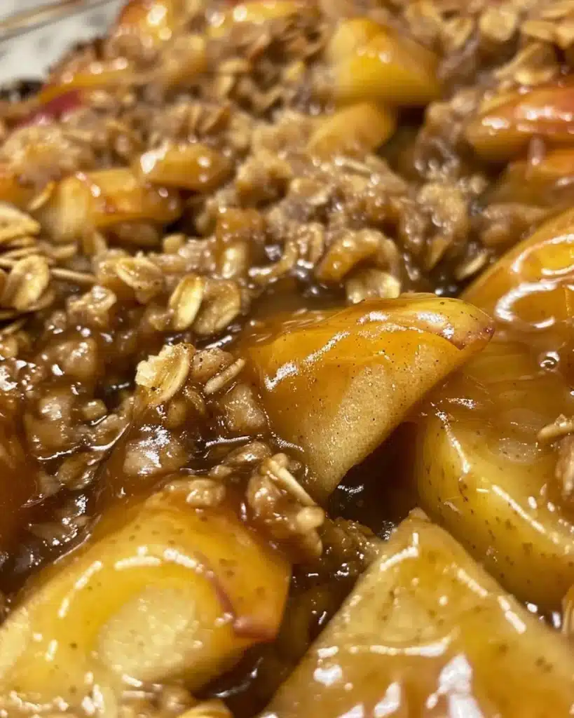 Delicious air fryer apple crisp with golden topping and fresh apples