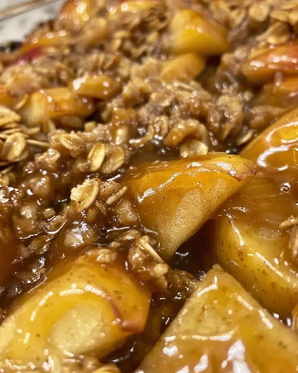 Delicious air fryer apple crisp with golden topping and fresh apples