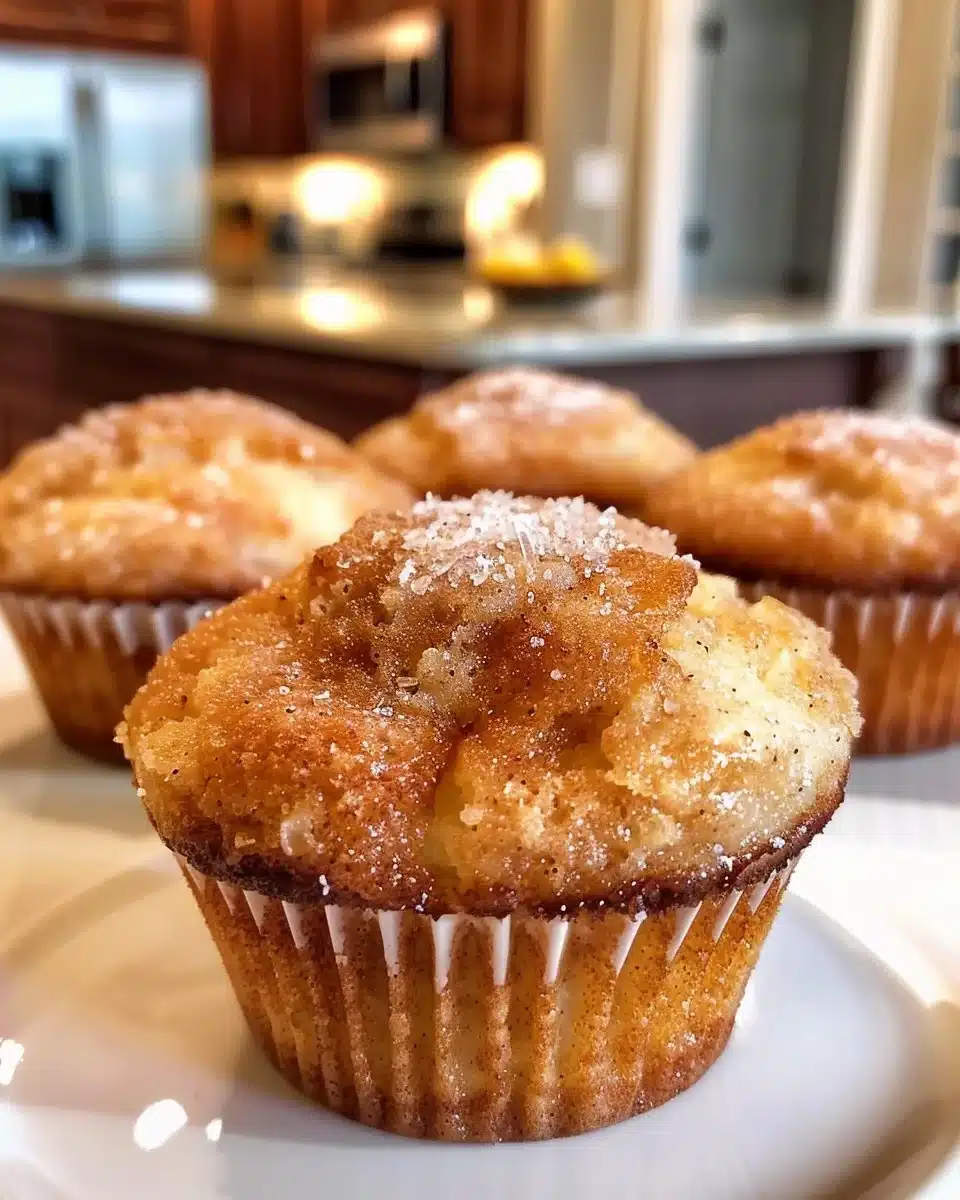 Baked cinnamon sugar donuts with a fluffy texture and sweet coating.