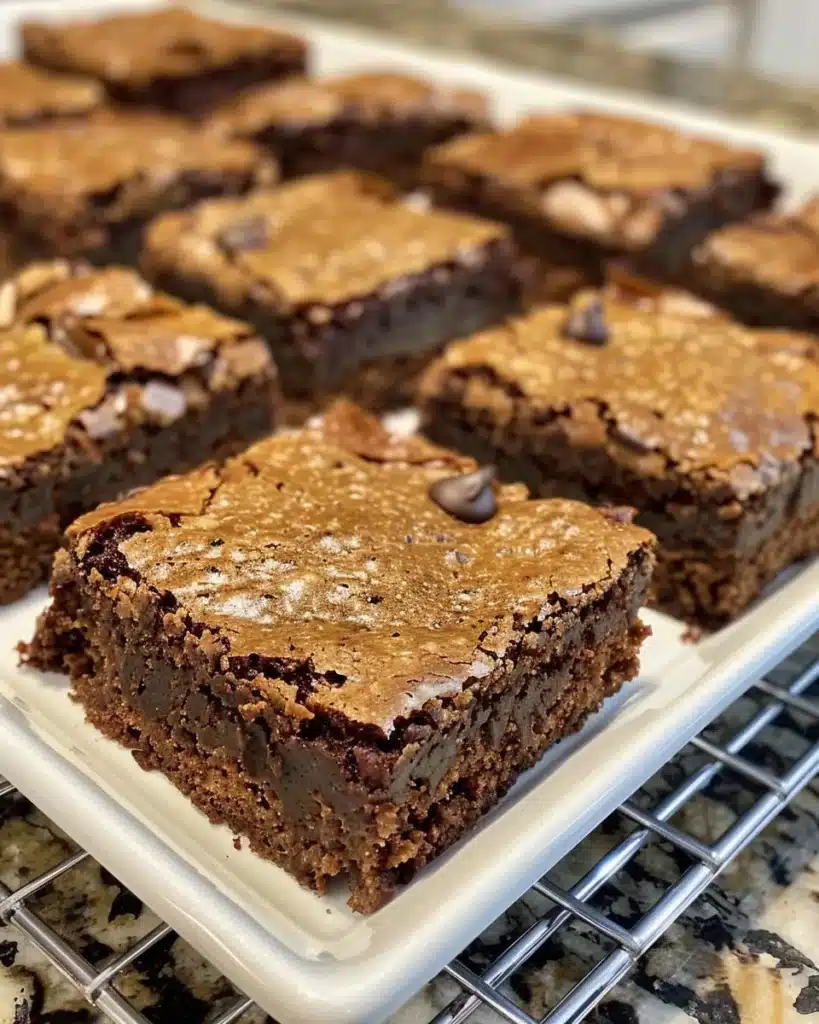 A plate of delicious brown butter brookies, combining cookies and brownies.