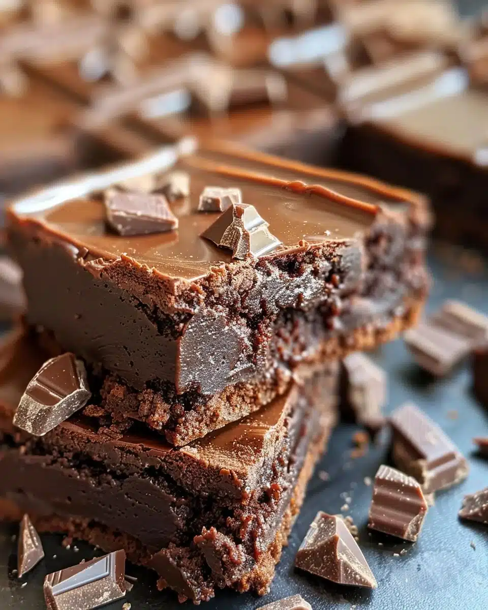 Delicious homemade cocoa powder brownies on a wooden table