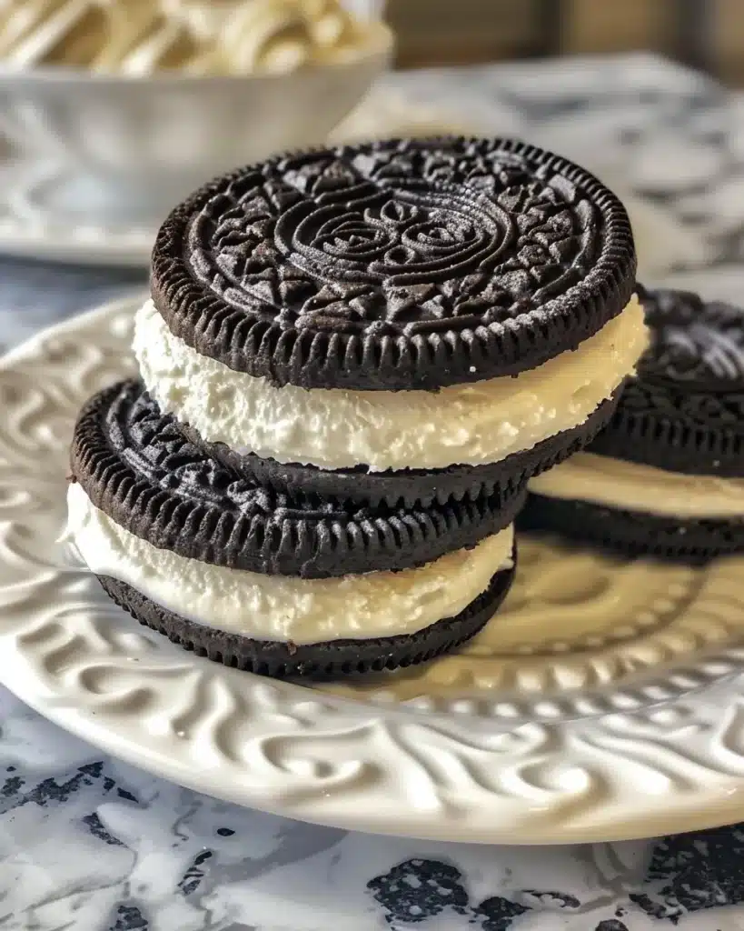 Delicious Cookies and Cream Pie with crushed cookies and whipped cream topping