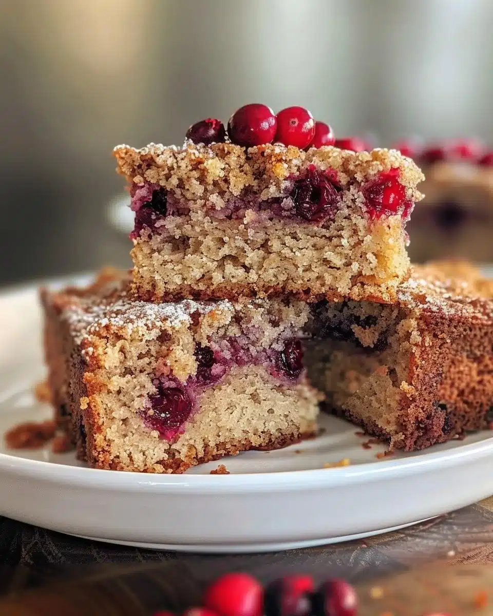 Cranberry Crumble Pie Bars with a crispy topping and fresh cranberries