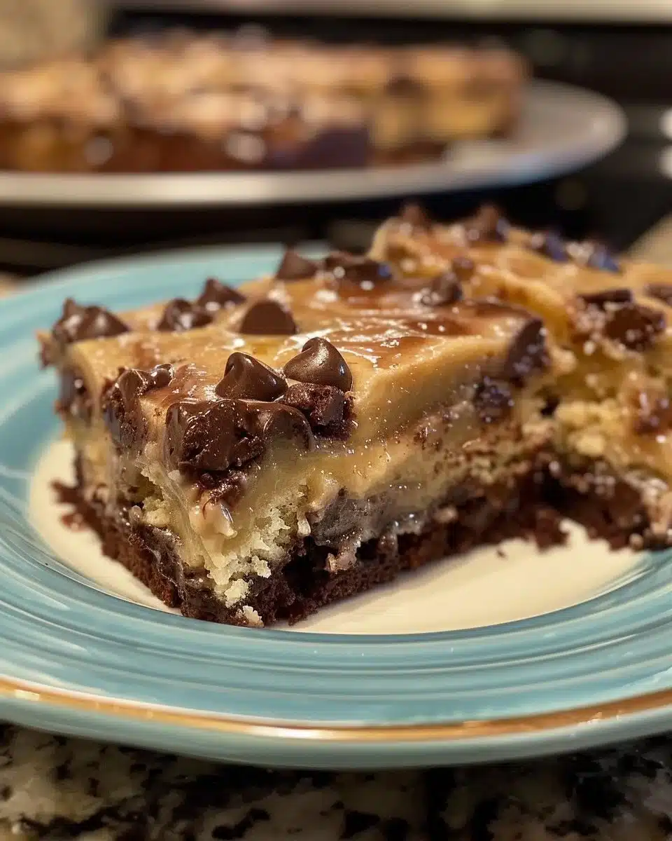 Slice of Double Chocolate Banana Bread surrounded by chocolate chips and banana slices
