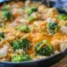 Delicious easy chicken broccoli casserole served in a baking dish