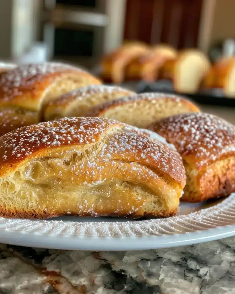 Freshly baked easy cinnamon rolls topped with cream cheese icing.