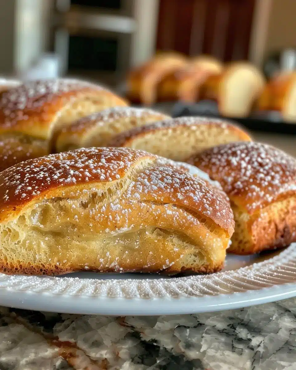 Freshly baked easy cinnamon rolls topped with cream cheese icing.