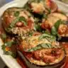 Eggplant Parmesan Bake topped with melted cheese and marinara sauce