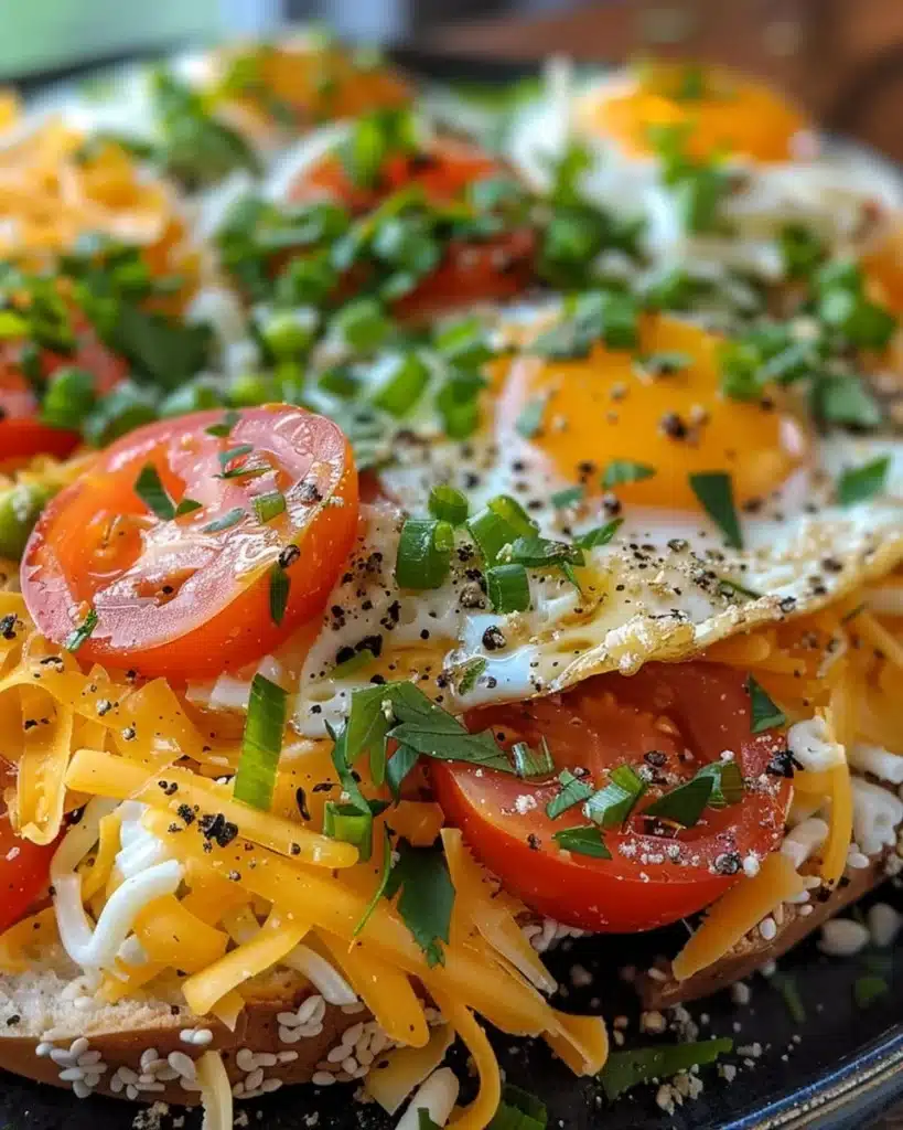 Delicious Everything Bagel Breakfast Egg Casserole with toppings