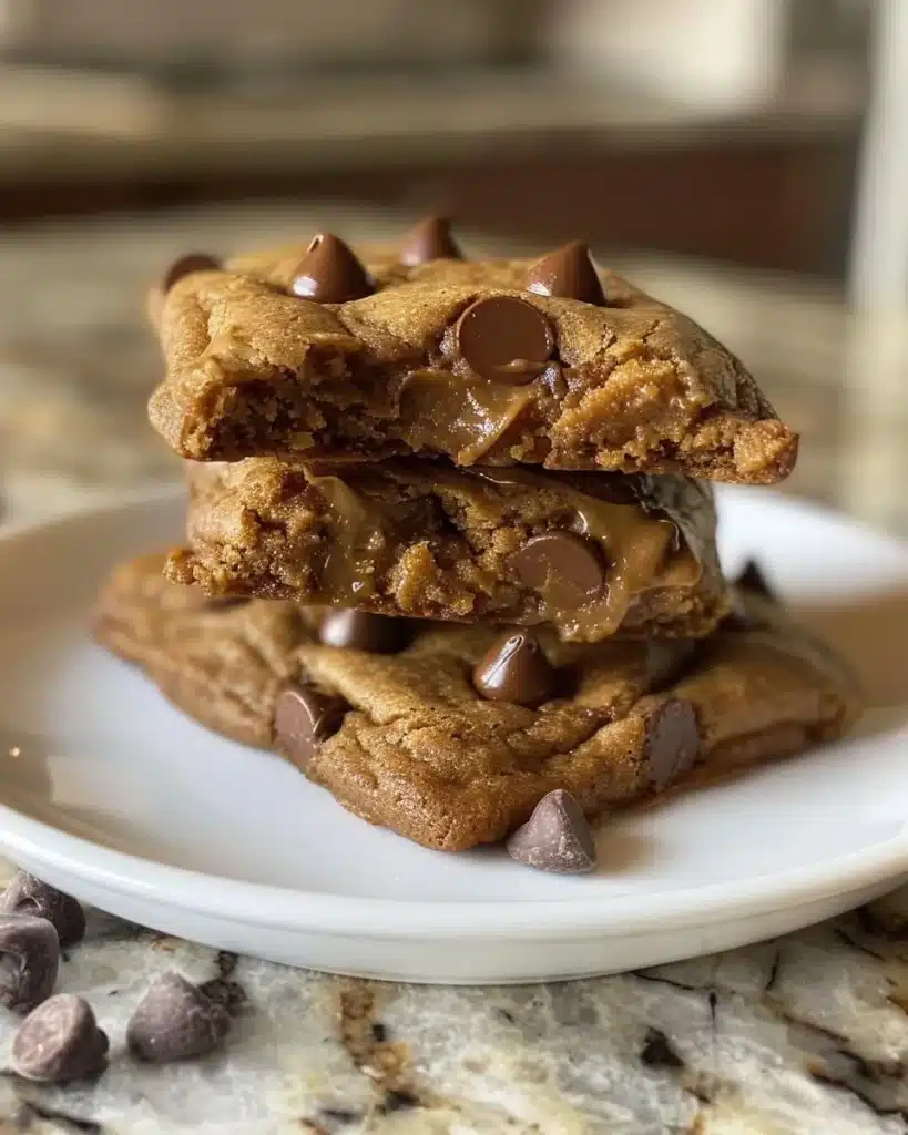 Flourless peanut butter cookies with chocolate chips on a plate
