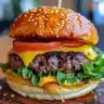 Delicious Garlic Butter Burger with melted garlic butter on a grilled beef patty.