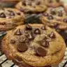 Delicious giant chocolate chip cookies fresh from the oven