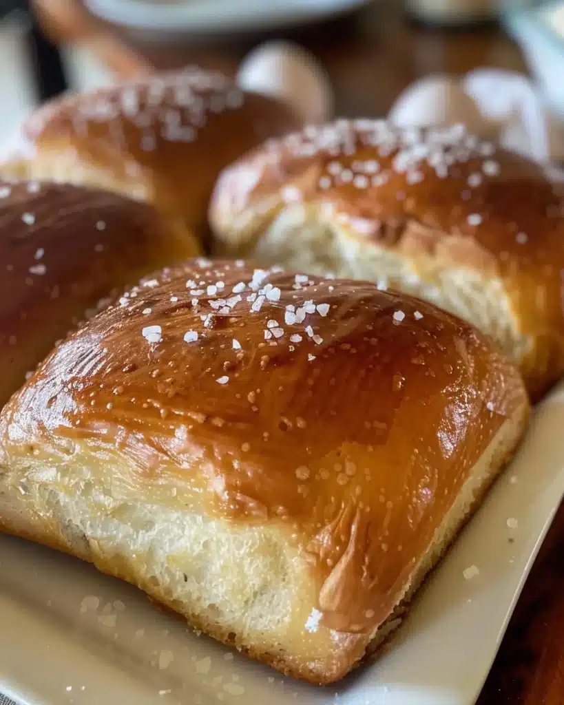 Freshly baked homemade soft pretzels on a wooden table