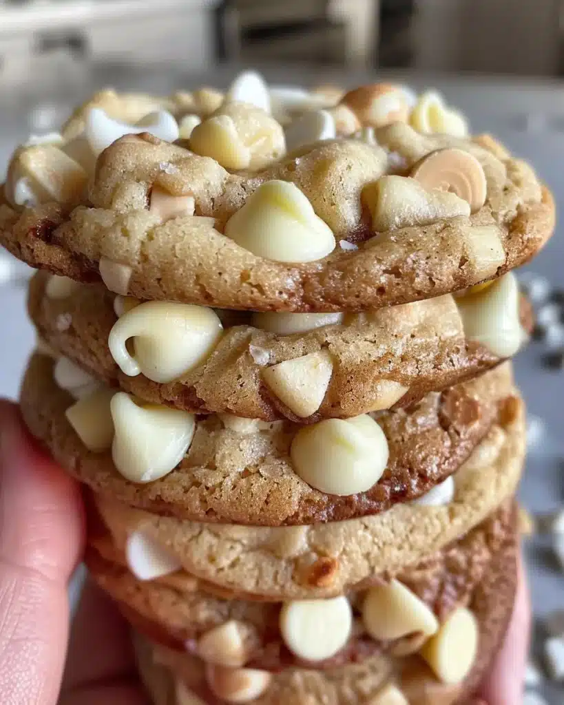 Delicious homemade white chocolate brownies topped with white chocolate drizzle