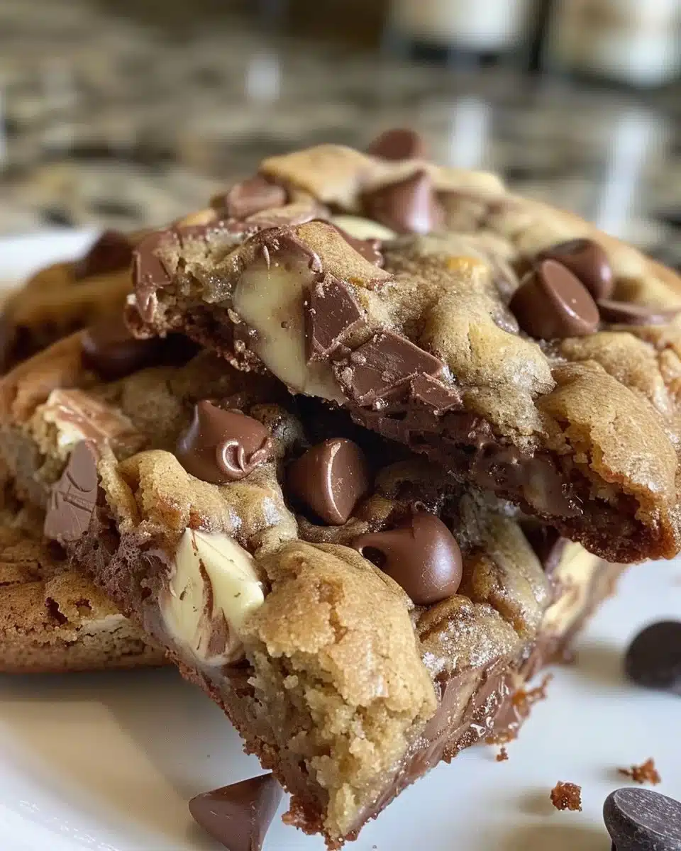 Inside Out Chocolate Chip Cookies with gooey chocolate filling