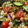 Mediterranean Chickpea Feta Wraps with fresh vegetables and herbs
