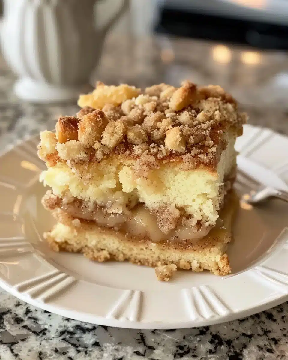 Delicious New York Style crumb cake with a buttery base and crumb topping