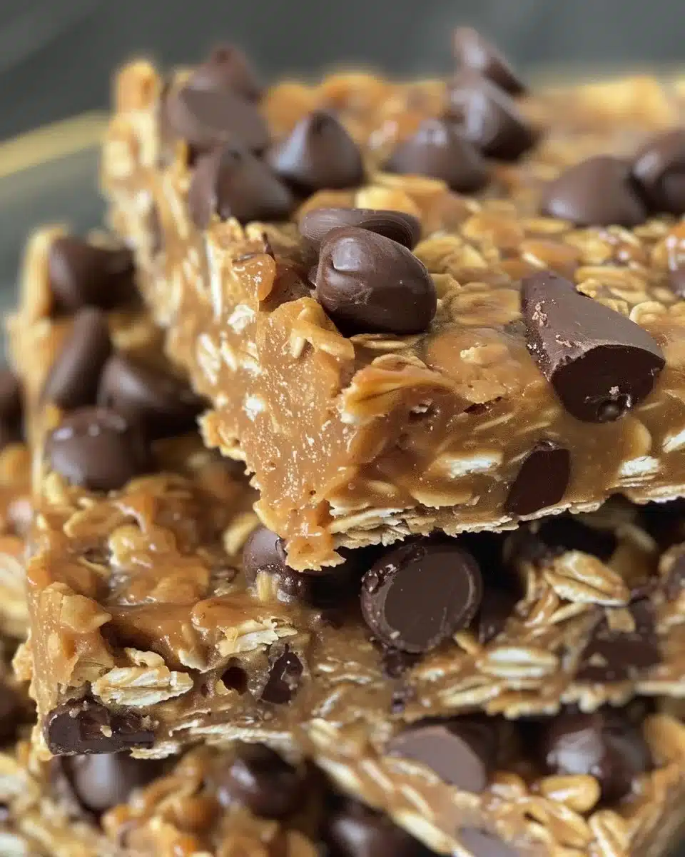 No bake peanut butter chocolate bars topped with chocolate and peanut butter drizzle