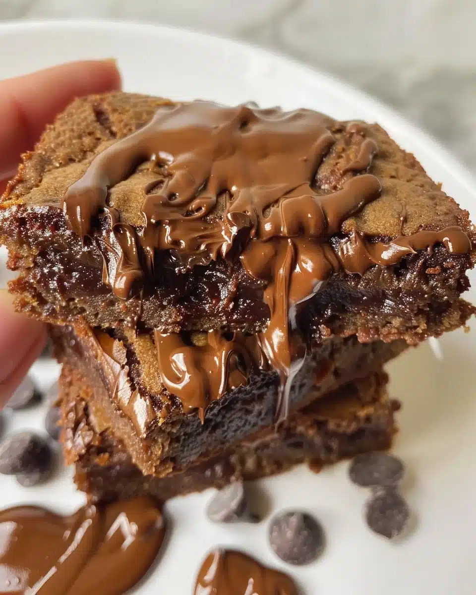 Delicious homemade Nutella Brownies with a gooey chocolate texture
