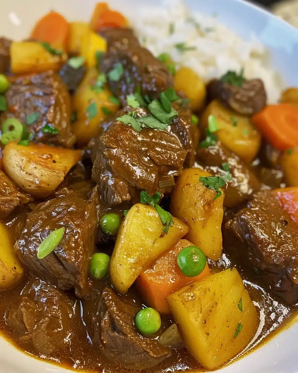 Delicious one-pot Japanese curry with vegetables and meat served in a bowl