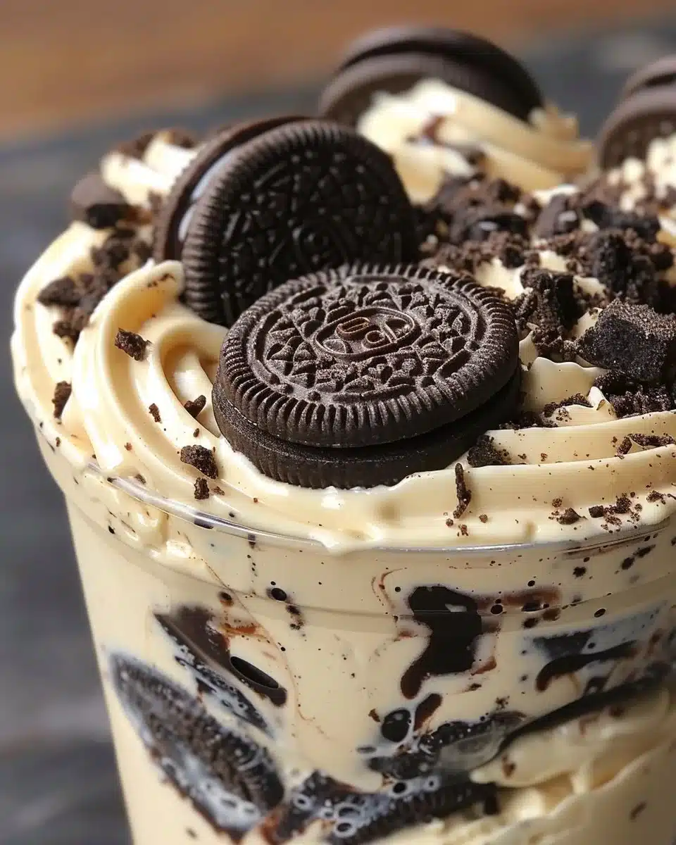 Delicious Oreo Rolled Ice Cream served in a cone topped with crushed Oreos