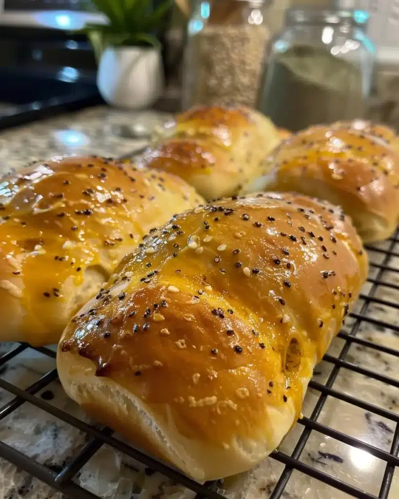 Freshly baked overnight rustic white bread on a wooden table