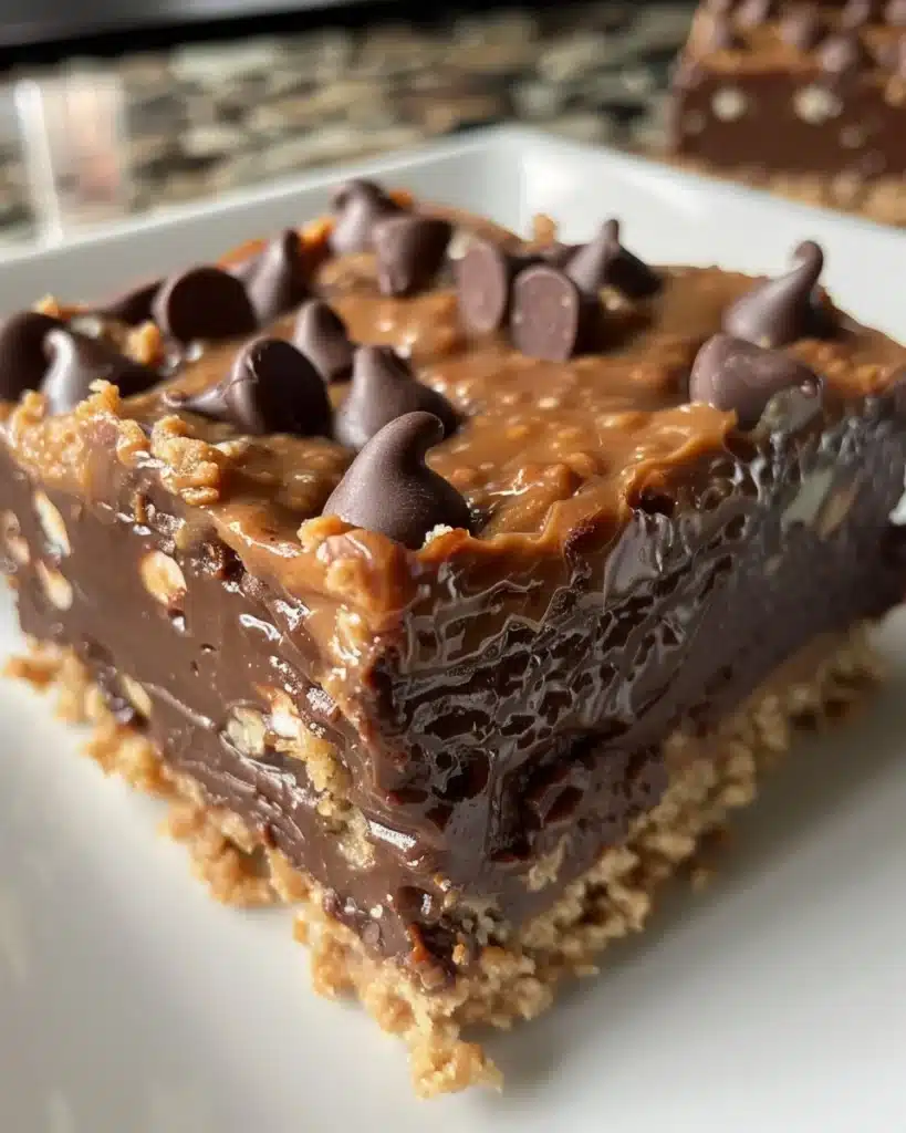 Delicious Peanut Butter S'mores Bars with melted chocolate and marshmallows