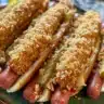 Delicious pickle corn dogs with crispy batter and pickle slices