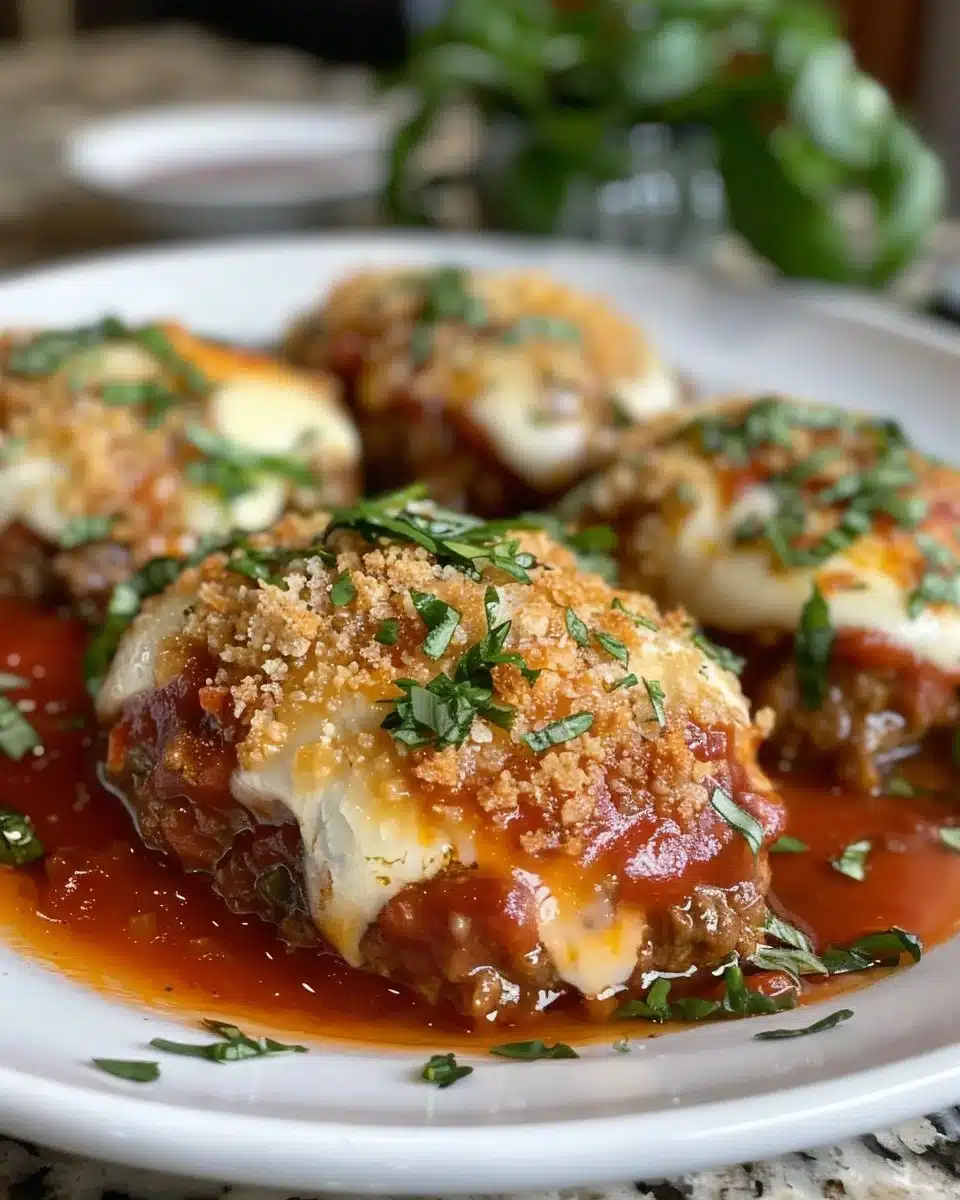 Spicy meatball appetizer served with sweet and tangy sauce on a platter.