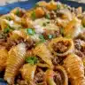 Stuffed taco pasta shells filled with flavorful ingredients