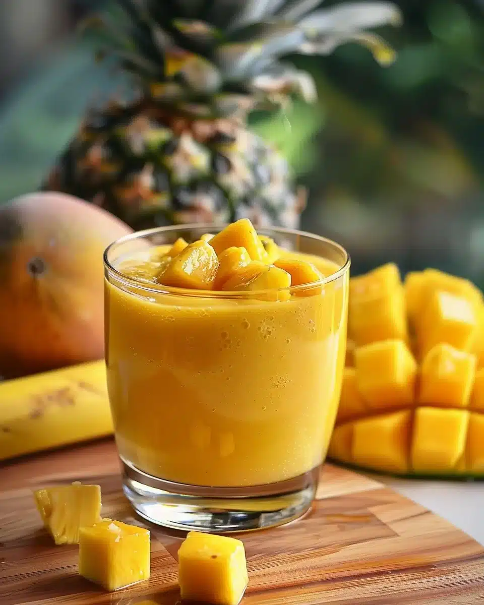 Delicious tropical smoothie made with fresh fruits and vibrant flavors.