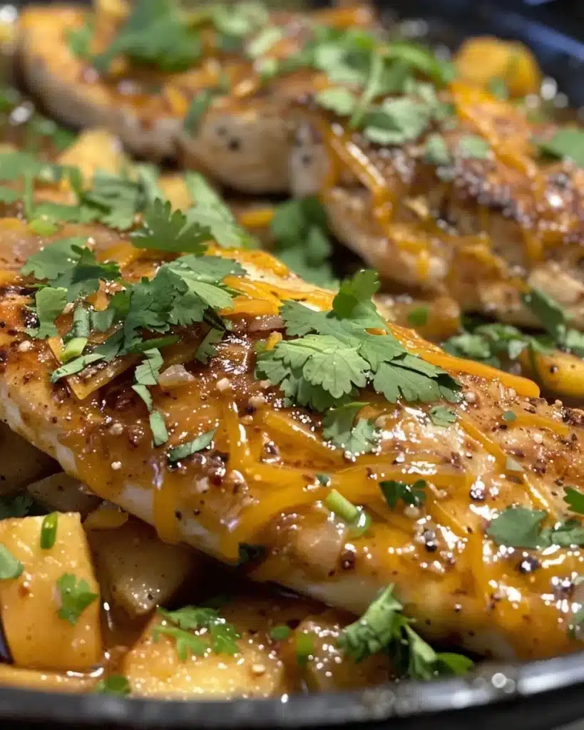 Bowl of Apple-Chicken Chili topped with White Cheddar cheese
